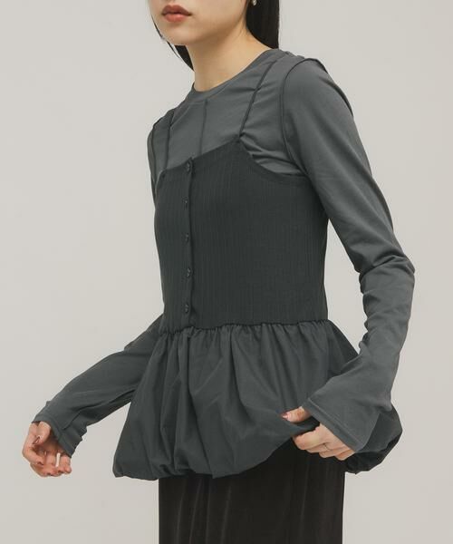 KBF / ケービーエフ Tシャツ | バルーンビスチェSETトップス（グレー系その他）