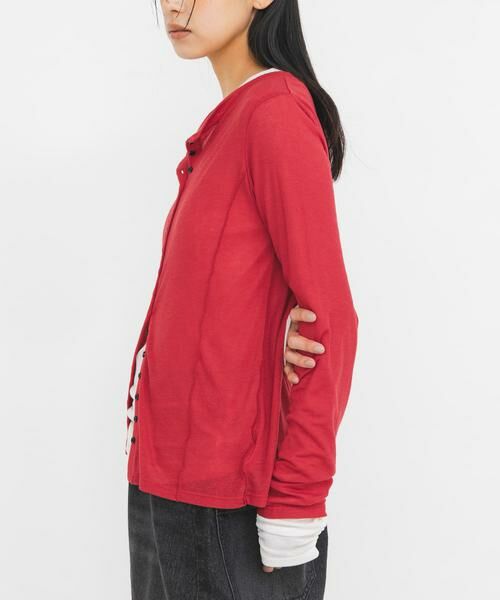 KBF / ケービーエフ Tシャツ | バイカラーレイヤードカットソー | 詳細3