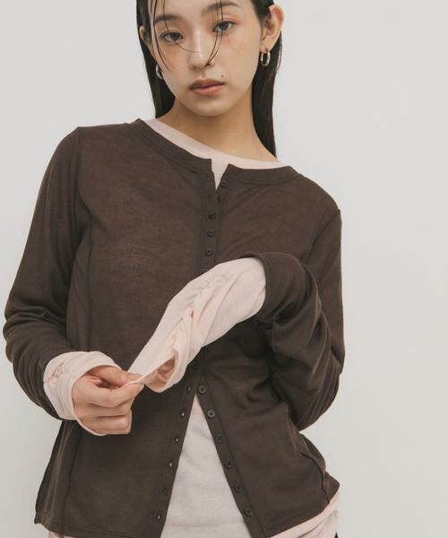 KBF / ケービーエフ Tシャツ | バイカラーレイヤードカットソー | 詳細1