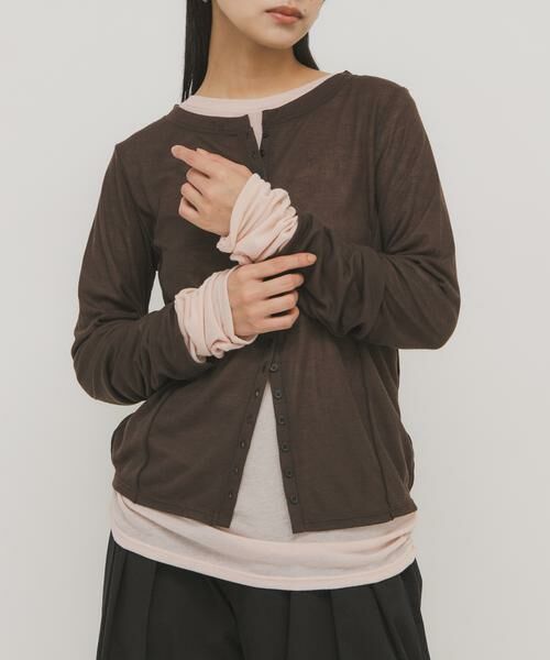 KBF / ケービーエフ Tシャツ | バイカラーレイヤードカットソー | 詳細2