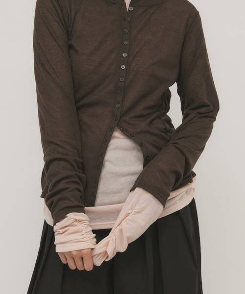 KBF / ケービーエフ Tシャツ | バイカラーレイヤードカットソー（ブラウン）