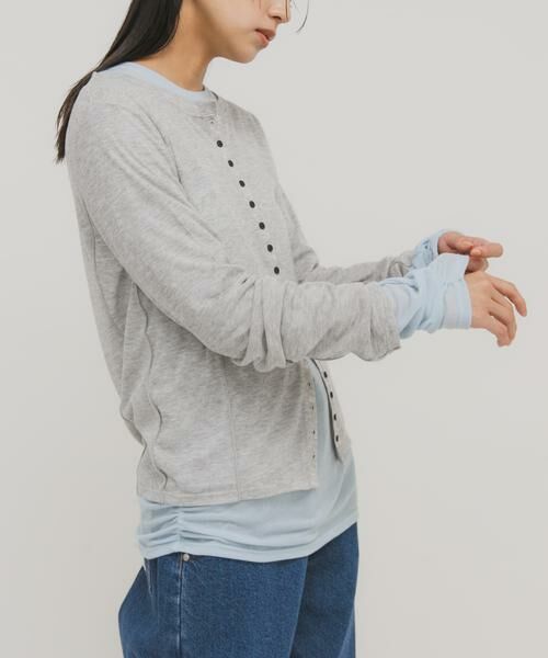 KBF / ケービーエフ Tシャツ | バイカラーレイヤードカットソー | 詳細11