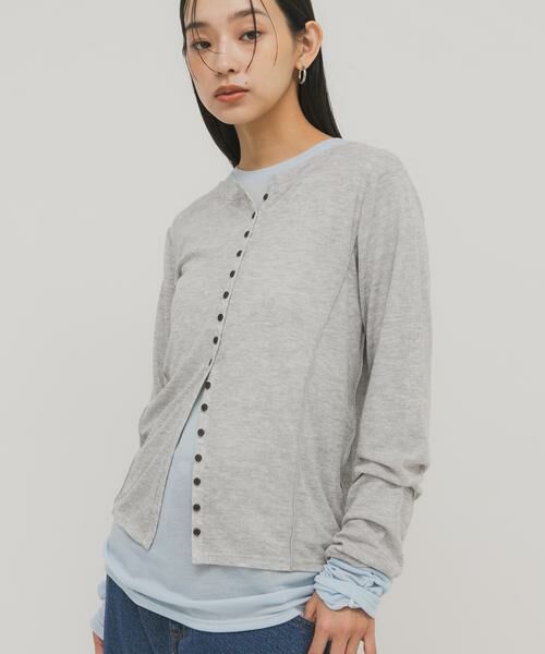 KBF / ケービーエフ Tシャツ | バイカラーレイヤードカットソー | 詳細13