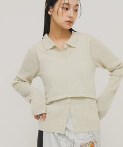 KBF / ケービーエフ ニット・セーター | 『一部WEB限定カラー』ミニブークレレイヤードニットシャツ