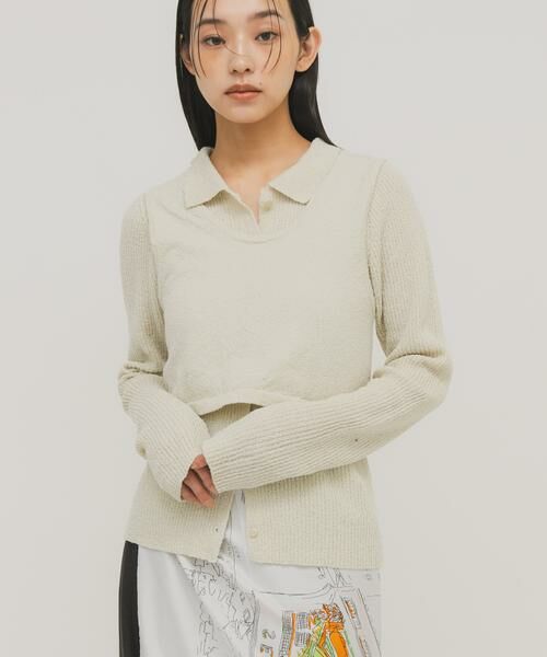 KBF / ケービーエフ ニット・セーター | 『一部WEB限定カラー』ミニブークレレイヤードニットシャツ | 詳細4