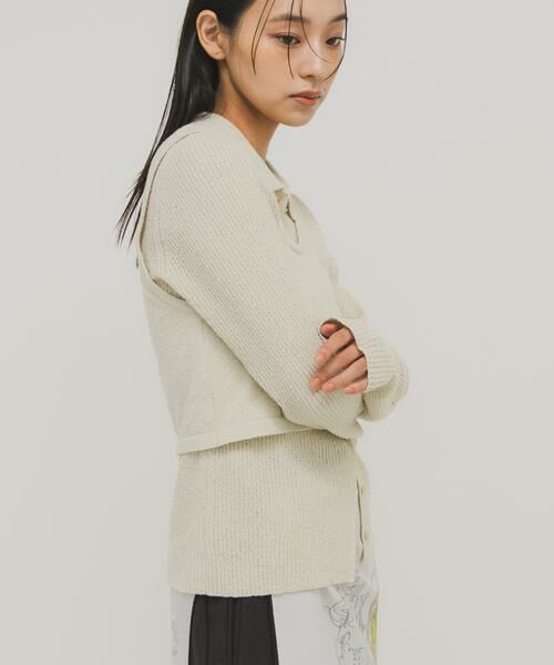 KBF / ケービーエフ ニット・セーター | 『一部WEB限定カラー』ミニブークレレイヤードニットシャツ | 詳細5