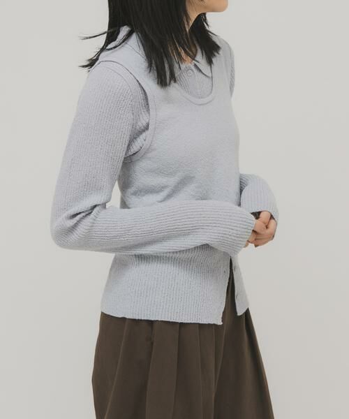 KBF / ケービーエフ ニット・セーター | 『一部WEB限定カラー』ミニブークレレイヤードニットシャツ | 詳細11