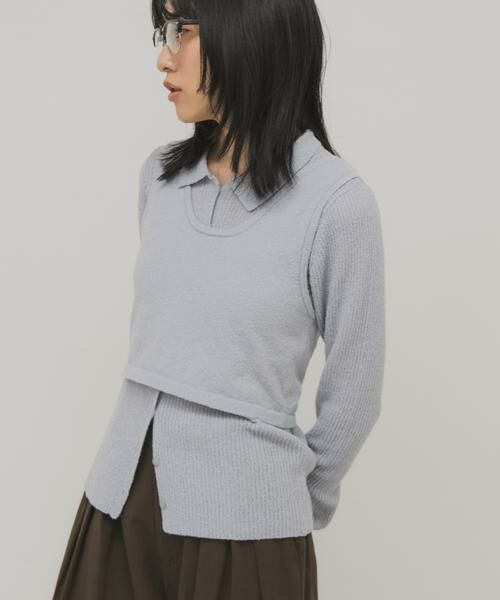 KBF / ケービーエフ ニット・セーター | 『一部WEB限定カラー』ミニブークレレイヤードニットシャツ | 詳細13