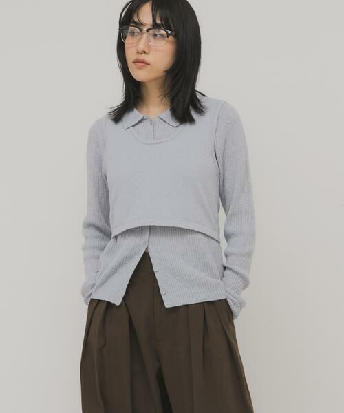 KBF / ケービーエフ ニット・セーター | 『一部WEB限定カラー』ミニブークレレイヤードニットシャツ | 詳細14