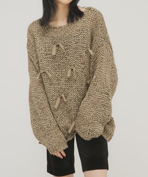 KBF / ケービーエフ ニット・セーター | テープヤーンリボンオーバーニット | 詳細2
