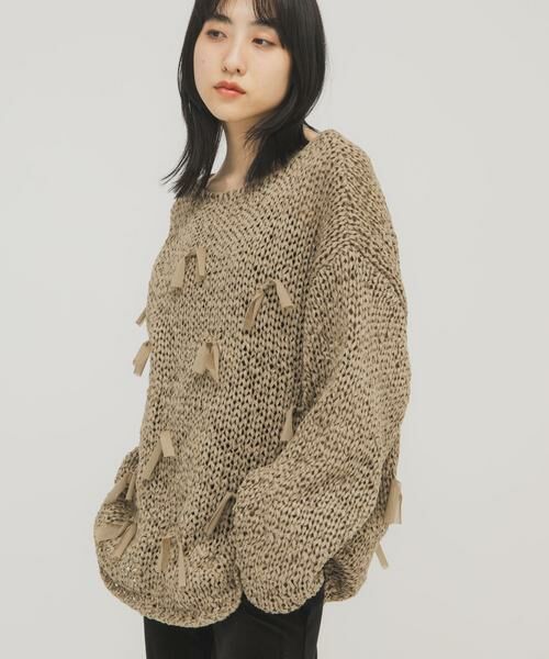 KBF / ケービーエフ ニット・セーター | テープヤーンリボンオーバーニット | 詳細3