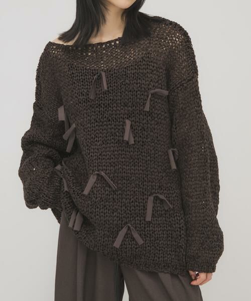 KBF / ケービーエフ ニット・セーター | テープヤーンリボンオーバーニット | 詳細10