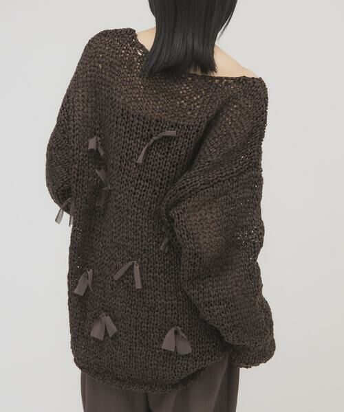 KBF / ケービーエフ ニット・セーター | テープヤーンリボンオーバーニット | 詳細12