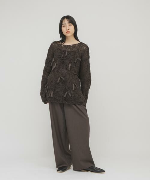 KBF / ケービーエフ ニット・セーター | テープヤーンリボンオーバーニット | 詳細13