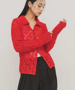 KBF / ケービーエフ ニット・セーター | クロシェレースニットシャツ