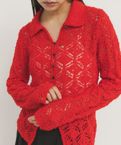 KBF / ケービーエフ ニット・セーター | クロシェレースニットシャツ | 詳細1