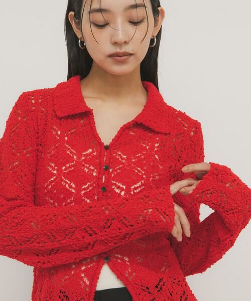 KBF / ケービーエフ ニット・セーター | クロシェレースニットシャツ | 詳細2