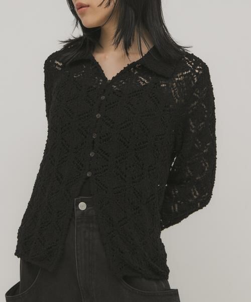 KBF / ケービーエフ ニット・セーター | クロシェレースニットシャツ | 詳細21