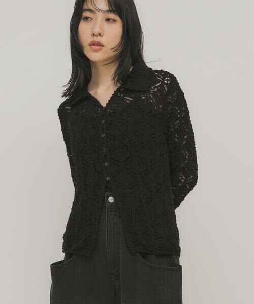 KBF / ケービーエフ ニット・セーター | クロシェレースニットシャツ | 詳細23