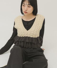 KBF / ケービーエフ ニット・セーター | 2WAYフリルニットベスト