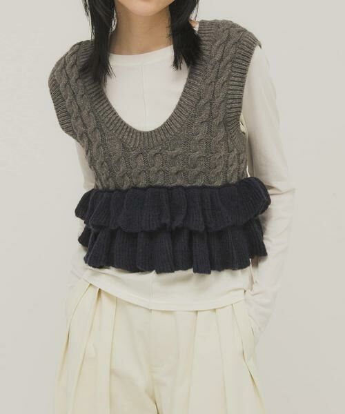 KBF / ケービーエフ ニット・セーター | 2WAYフリルニットベスト | 詳細2