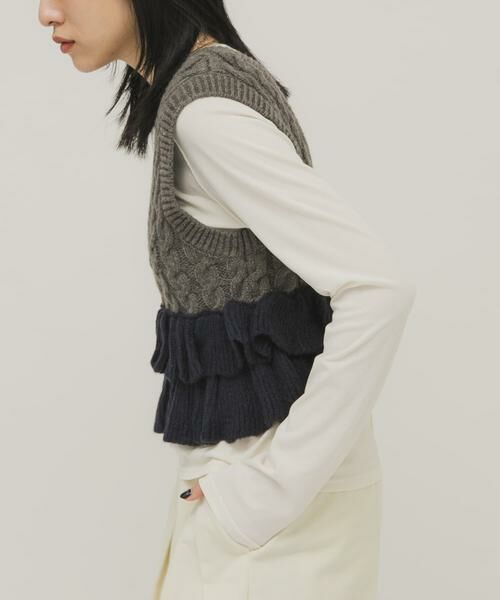 KBF / ケービーエフ ニット・セーター | 2WAYフリルニットベスト | 詳細3
