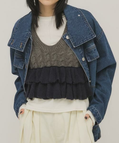 KBF / ケービーエフ ニット・セーター | 2WAYフリルニットベスト（グレー系その他）