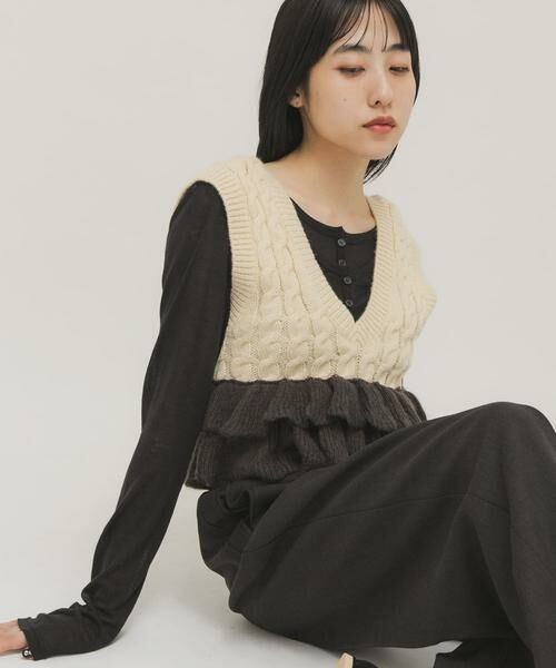 KBF / ケービーエフ ニット・セーター | 2WAYフリルニットベスト | 詳細13