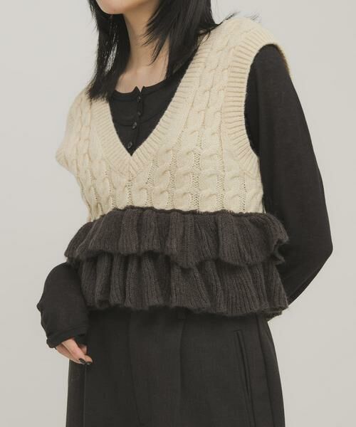KBF / ケービーエフ ニット・セーター | 2WAYフリルニットベスト | 詳細14