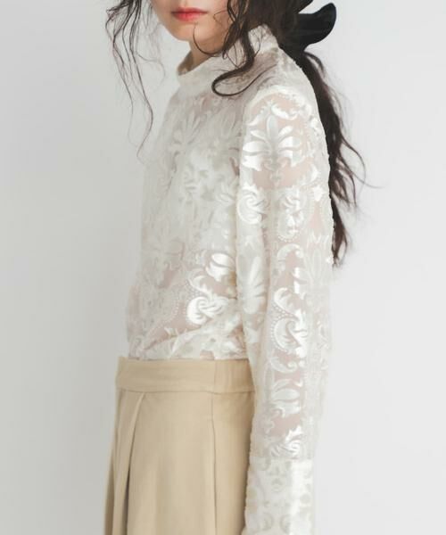 KBF / ケービーエフ シャツ・ブラウス | チュールジャガードブラウス | 詳細2