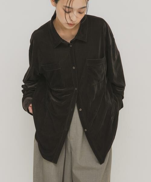 KBF / ケービーエフ シャツ・ブラウス | シアーベロアルーズシャツ | 詳細1