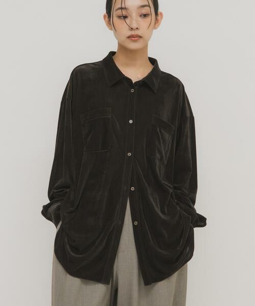 KBF / ケービーエフ シャツ・ブラウス | シアーベロアルーズシャツ | 詳細2