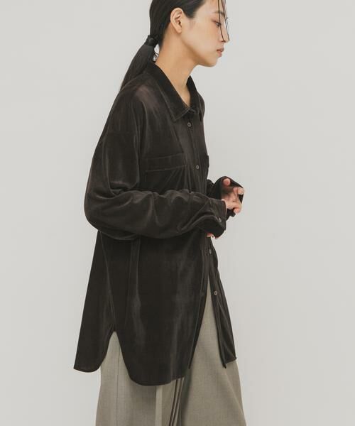 KBF / ケービーエフ シャツ・ブラウス | シアーベロアルーズシャツ | 詳細3