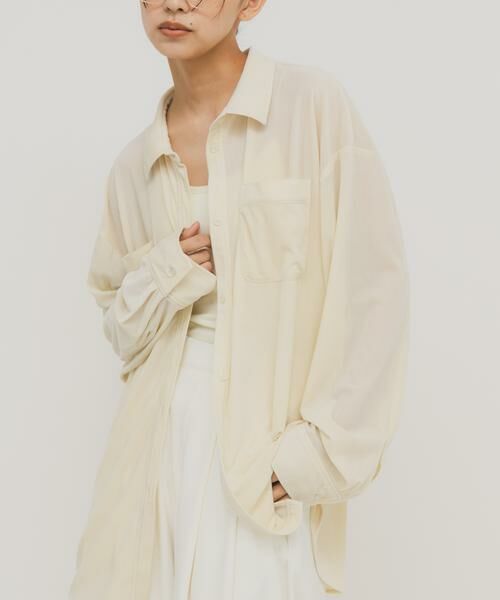 KBF / ケービーエフ シャツ・ブラウス | シアーベロアルーズシャツ | 詳細15
