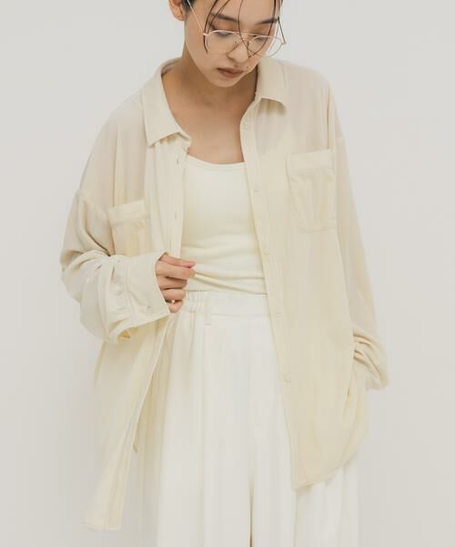 KBF / ケービーエフ シャツ・ブラウス | シアーベロアルーズシャツ | 詳細16