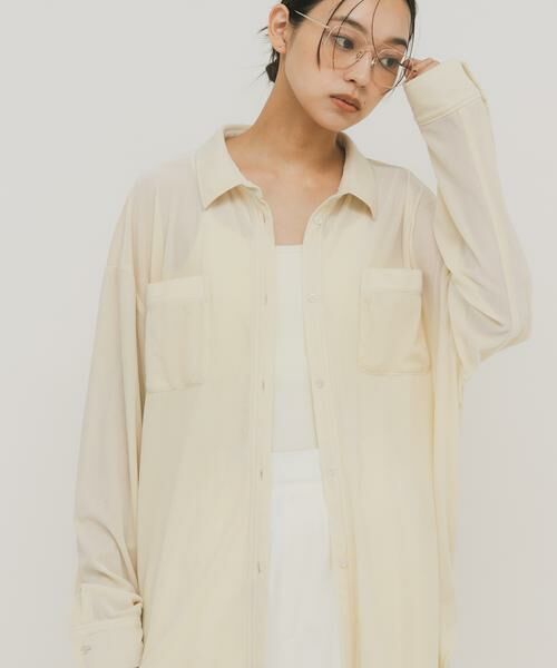 KBF / ケービーエフ シャツ・ブラウス | シアーベロアルーズシャツ（アイボリー）