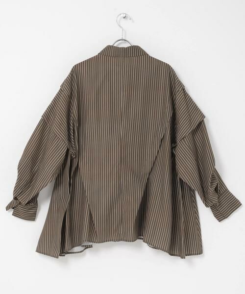 KBF / ケービーエフ シャツ・ブラウス | ランダムタックデザインストライプシャツ | 詳細12