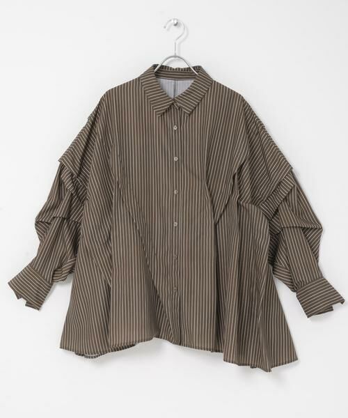 KBF / ケービーエフ シャツ・ブラウス | ランダムタックデザインストライプシャツ | 詳細8