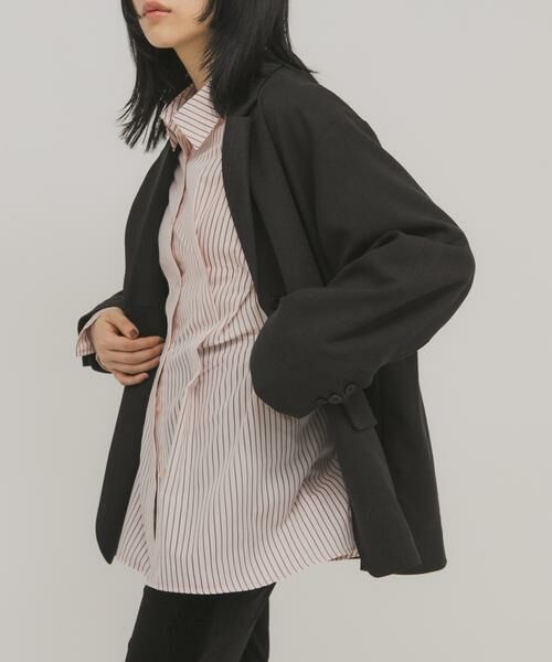 KBF / ケービーエフ シャツ・ブラウス | ランダムタックデザインストライプシャツ | 詳細15