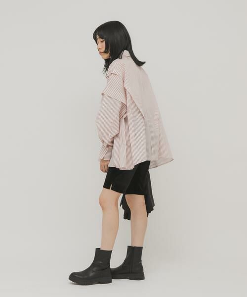 KBF / ケービーエフ シャツ・ブラウス | ランダムタックデザインストライプシャツ | 詳細20