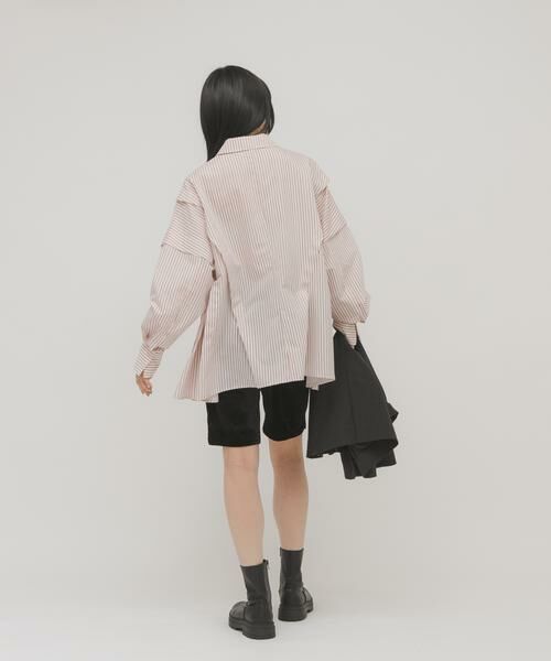 KBF / ケービーエフ シャツ・ブラウス | ランダムタックデザインストライプシャツ | 詳細21