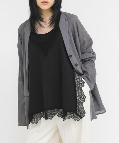 KBF / ケービーエフ キャミソール・チューブトップ | 『一部WEB限定カラー』ヴィンテージライクレースキャミソール（ブラック）