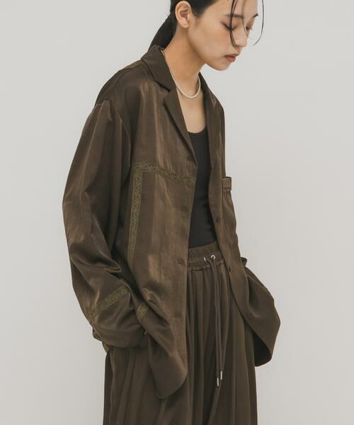 KBF / ケービーエフ シャツ・ブラウス | ルーズサテンシャツ | 詳細3