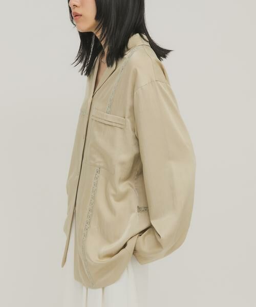 KBF / ケービーエフ シャツ・ブラウス | ルーズサテンシャツ | 詳細11