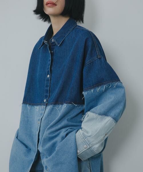 KBF / ケービーエフ シャツ・ブラウス | パッチワークBIGデニムシャツ | 詳細2