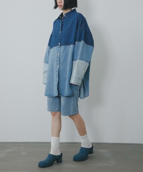 KBF / ケービーエフ シャツ・ブラウス | パッチワークBIGデニムシャツ | 詳細3