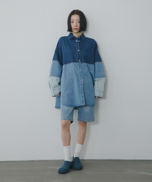 KBF / ケービーエフ シャツ・ブラウス | パッチワークBIGデニムシャツ | 詳細5