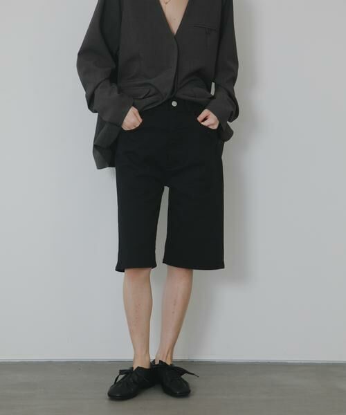 KBF / ケービーエフ ショート・ハーフ・半端丈パンツ | 『2サイズ展開』スリムハーフデニム（ブラック）