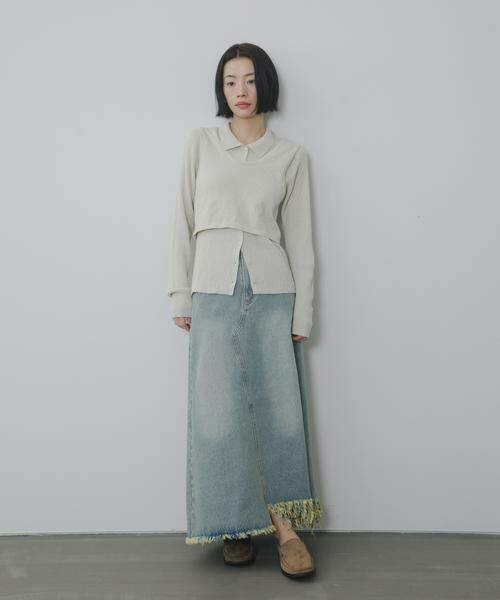 KBF / ケービーエフ スカート | アシメフリンジデニムスカート | 詳細4