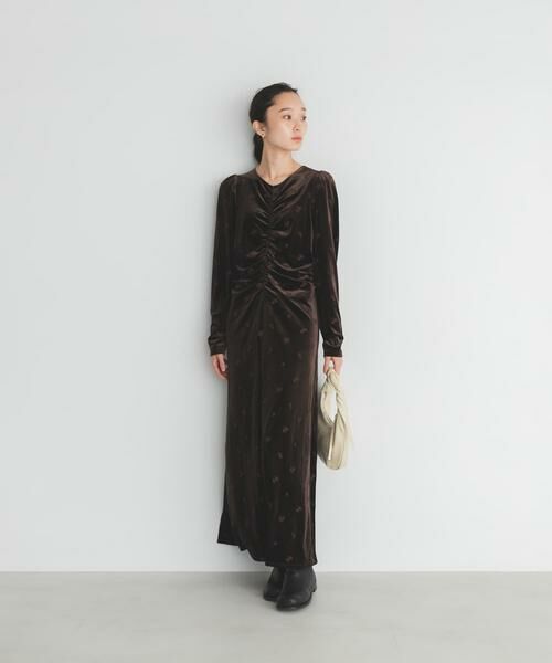 KBF / ケービーエフ ワンピース | ベロアシャーリングドレス | 詳細3